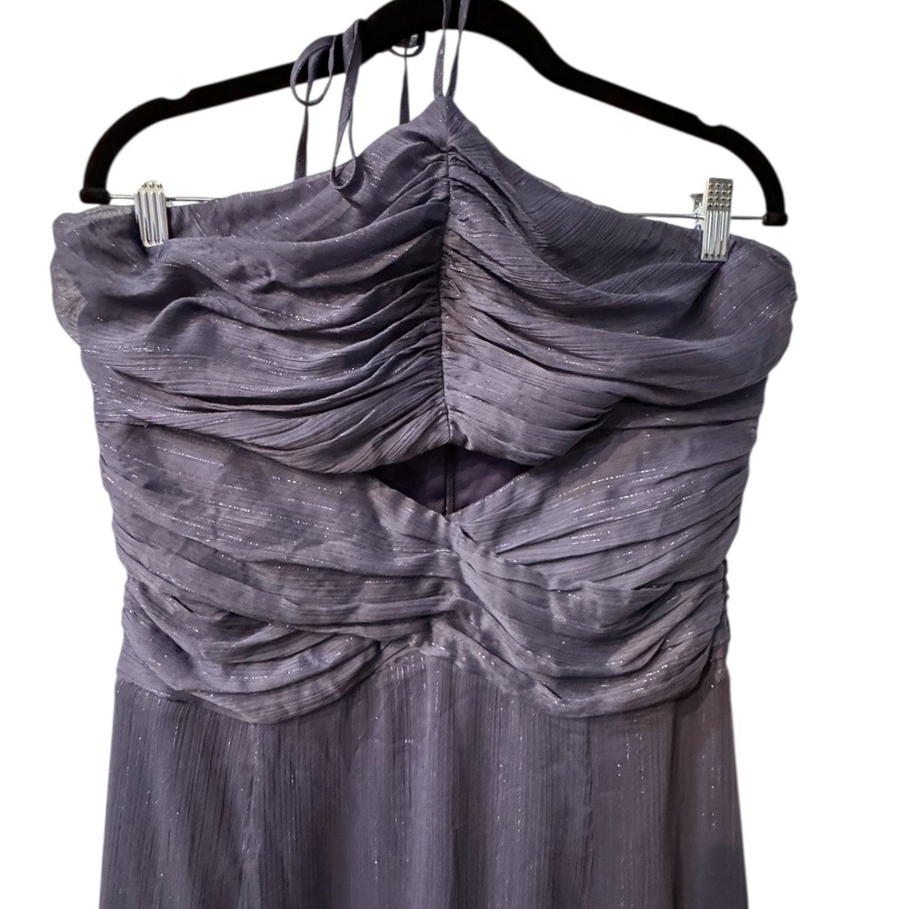 Likely Runa Gown Halter Maxi Size 10 Slate Blue Metallic Shimmer Chiffon (B) - Picture 6 of 12